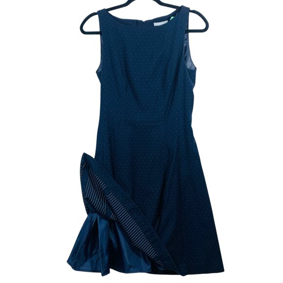 H&M fit and flare navy polka sleeveless dress sz 6 - Picture 7 of 12